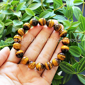Vòng Tay Mắt Hổ Vàng Nâu 10MM, Mệnh Thổ, Kim, Vòng Tay Phong Thuỷ, Chuỗi Hạt S50 - Bead Art
