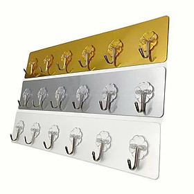 Móc Dán Tường Inox Dài 6 Móc Chịu Lực/Thanh 6 Móc Dán Tường Inox Dài Chịu Lực Treo Tường