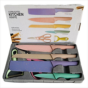 Bộ dao kéo 6 món lúa mạch sắc bén - Set dao lúa mạch 6 món Everrich Kitchen