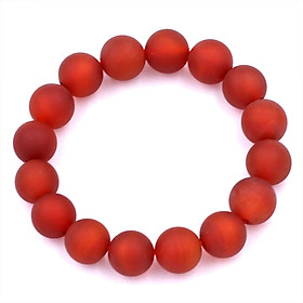 Vòng tay chuỗi hạt thạch anh đỏ mài mờ 12 ly 16 hạt
