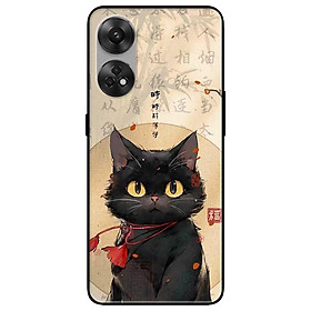 Ốp lưng cho Oppo Reno 2Z, 2F - 6z - 7z 5G - 8z 5G - A96 5G - 8T 4G - 8T 5G - Mèo Đen Nơ Đỏ - Hàng Chính Hãng
