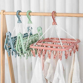 Móc Chùm Nhựa Phơi Quần Áo, Tất, Vớ Loại 32 Kẹp 36x32cm