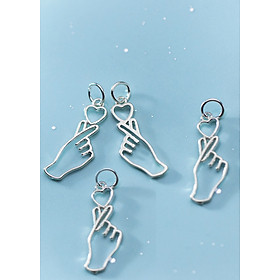 Combo 4 cái charm bạc hình bàn tay bắn tim treo - Ngọc Quý Gemstones