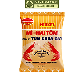 COLUSA - Mì giấy Miliket Hai Tôm gói vị Tôm chua cay, Mì tôm hiệu Hai Tôm Miliket hiệu 2 Tôm Colusa (70g/gói)