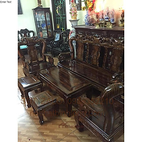 Bàn ghế phòng khách minh quốc đào gỗ xoan ta PU giả mun