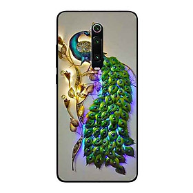 Ốp Lưng in cho Xiaomi Redmi K20 Mẫu Chim Công Nền Xám - Hàng Chính Hãng