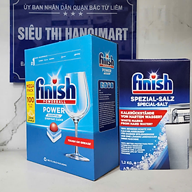 Combo viên rửa bát Finish 120 viên + muối rửa bát Finish 1,5kg + Nước làm bóng bát finish 750ml