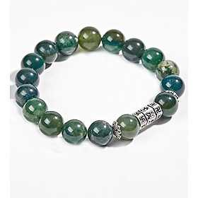Vòng Đá Chalcedony Phối Charm Lục Tự Lục Giác (10mm) 