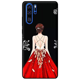 Ốp lưng in cho Huawei P30 Pro Cô Gái Đầm Đỏ Nền Đen - Hàng chính hãng