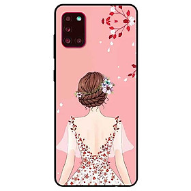 Ốp lưng dành cho Samsung A31 mẫu Cô Gái Váy Hồng Nền Hồng
