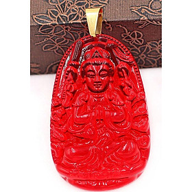 Mặt dây chuyền phật Thiên Thủ Thiên Nhãn thủy tinh đỏ size nhỏ 3.6cm MFBO8 - phật bản mệnh tuổi Tý
