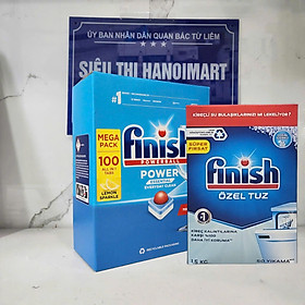 combo viên rửa bát finish 110 viên+muối rửa bát finish 1,5kg dùng cho máy rửa bát