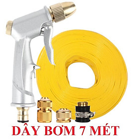 ️Evoucher Bộ dây vòi xịt nước rửa xe, tưới cây , tăng áp 3 lần, loại 7m, 10m 206701 đầu đồng,cút đồng+  khăn phượt