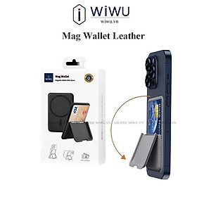 Ví da đựng thẻ nam châm hút từ tính WI WU Mag Wallet MW-001 tích hợp giá đỡ điện thoại gập gọn gắn sau điện thoại ị Phone - Hàng chính hãng