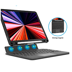 Bao da bàn phím kèm TrackPad cho iPad Air 6 11 inch M2 / iPad pro 11 2024 M4 chính hãng WIWU Mag Touch IPad Keyboard, có thể tháo rời, có đèn LED - Hàng chính hãng 