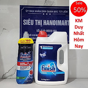 Combo Bột rửa bát Finish 2.5kg+1150ml Nước làm Bóng ly chén Finish (Hàng chính hãng )