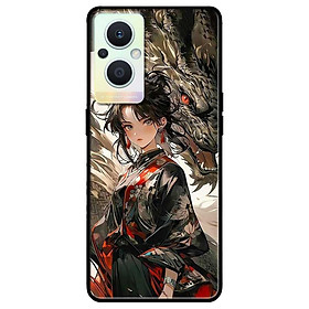 Ốp lưng cho Oppo Reno 2Z - 2F - 6Z - 7Z 5G - 8Z 5G - 8T 4G - 8T 5G - A96 5G - Cô Gái Và Rồng Đen - Hàng Chính Hãng
