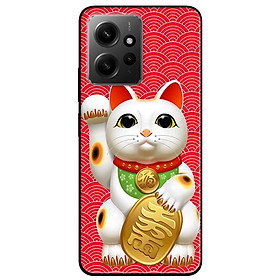 Ốp lưng cho Redmi Note 11 4G - Redmi Note 12 - Redmi Note 12 Pro - Redmi Note 12 Pro 5G - Mèo May Mắn Nền Đỏ 1 - Hàng Chính Hãng