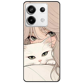 Ốp lưng Redmi 9T - 13C - 13 4G - Redmi Note 13 4G - Note 13 Pro 4G - Note 13 Pro 5G - Mèo Và Cô Gái - Hàng Chính Hãng