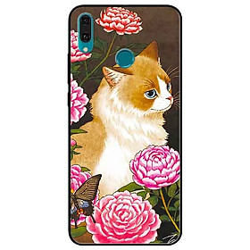 Ốp lưng in cho Huawei Y9 2019 Mẫu Mèo Và Hoa