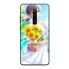 Ốp Lưng in cho Xiaomi Redmi K20 Mẫu Nàng Váy Trắng Hướng Dương - Hàng Chính Hãng