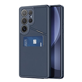 Ốp Lưng Da Sạc Từ Tính Dành Cho Samsung Galaxy S25 Ultra DUX DUCIS Rafi II Series, có ngăn đựng thẻ, chân đế, Hàng Chính hãng