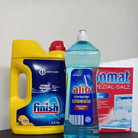combo Bột rửa bát Finish 2,5 kg + muối Somat 1,2kg + nước bóng Alio 1000ml