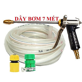 Bộ dây vòi xịt nước rửa xe, tưới cây . tăng áp 3 lần, loại 7m, 10m 206318 đầu đồng,cút,nối nhựa+ tặng đai