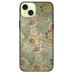 Ốp lưng dành cho Iphone 15 - Iphone 15 Plus - Iphone 15 Pro - Iphone 15 Pro Max - Hoa Chim Nền Xanh - Hàng Chính Hãng