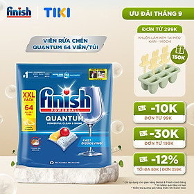 Viên Rửa Chén Bát Finish Powerball Quantum Powerful Clean & Shine 64 viên