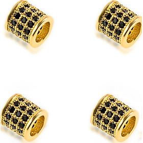 Combo 4 cái charm hợp kim đính đá hình trụ tròn  xỏ ngang -  Ngọc Quý Gemstones
