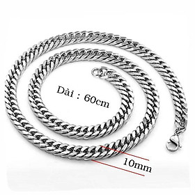 Dây chuyền nam titan cao cấp thời trang rẻ inox thép không gỉ kiểu lặc đôi trangsucpt 10mm PTDCNA188