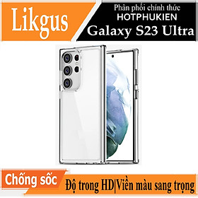 Ốp lưng trong suốt viền màu cho Samsung Galaxy S23 Ultra hiệu Likgus Simple But Unique chống sốc, chống chịu mọi va đập- Hàng nhập khẩu