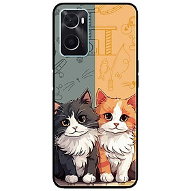 Ốp lưng cho Oppo A36 - A60 4G - A74 - A76 - A95 4G - A96 4G - Hai Bé Mèo - Hàng Chính Hãng