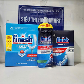Combo Nước bóng Finish 800ml+Nước vệ sinh máy + Viên rửa bát Finish 77v