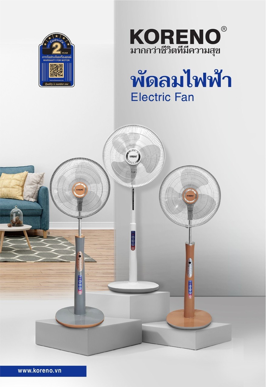 Quạt Cây có điều khiển,Quạt đứng, quạt Koreno sang trọng, động cơ êm ái không rung lắc, bảo hành 2 năm hàng chính hãng