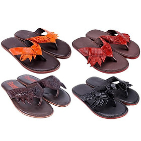 Dép nam da cá sấu móng tay màu đen, nâu đỏ, vàng bò, nâu đất HT7213-14-15-16