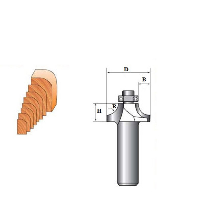 Mũi phay, mũi soi, mũi cắt vát cạnh tròn lồi 1/4"x5/16""(R=3.97mm) ARDEN