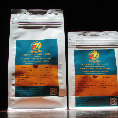 Cafe Robusta nguyên chất 100% rang mộc Sơn Lang Gia Lai gói 250g