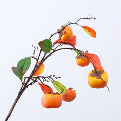 Cành quả hồng giả - 1 cành dài 90cm - 7 quả - Cây giả, hoa lụa trang trí nhà cửa