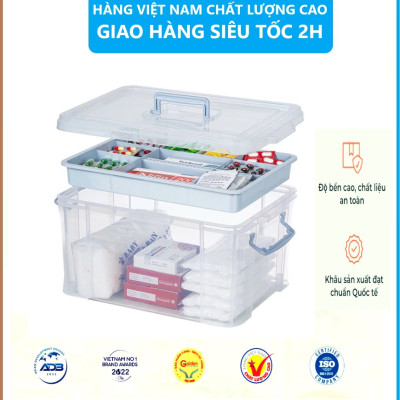 Thùng đựng đồ y tê trong gia đình , Thùng đựng đồ y tế phân loại thuốc nhiều ngăn lớn , Thùng đựng đồ y tế chất liệu nhựa PP nguyên sinh an toàn tuyệt đối - Hàng chính hãng 