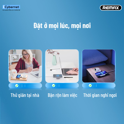 Đế sạc không dây từ tính 3 trong 1 Remax RP-W56 sạc nhanh 18W - Hàng chính hãng