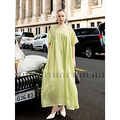 Đầm babydoll xanh đậu NGADO, Đầm suông, Đầm phom rộng, Đầm xòe, Đầm voan tơ thiết kế