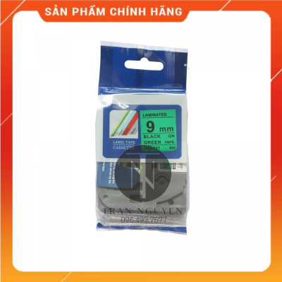 [Combo 3 hộp] Nhãn In Brother Tz2-721 - Đen nền xanh lá 9mm x 8m - Hàng nhập khẩu
