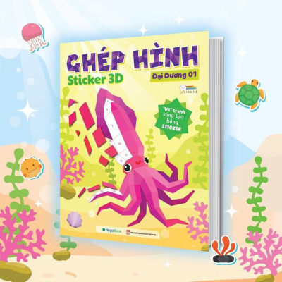 Sách - Ghép Hình Sticker 3D - Đại Dương - Combo 3 Cuốn - Sách Bóc Dán Ghép Hình Sáng Tạo Cho Bé - Megabook