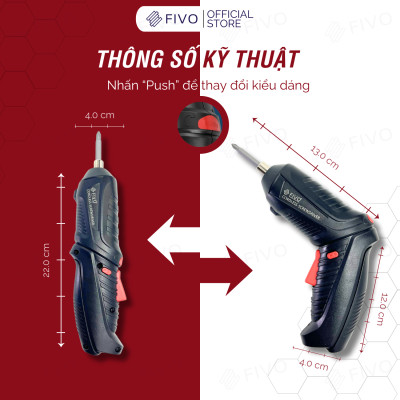 Máy Bắn Vít Cầm Tay Không Dây FIVO, Linh Động 2 Kiểu Dáng, Tặng Kèm Dây Sạc Và 2 Đầu Vít, Nhỏ Gọn Tiện Dụng