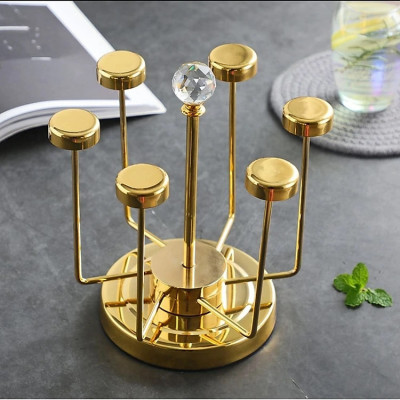 Giá Úp Cốc Đẹp Để Bàn, LUXURY Giá Để Cốc Chén Inox Cao Cấp Xoay 360 Độ Sang Chảnh Và Tiện 