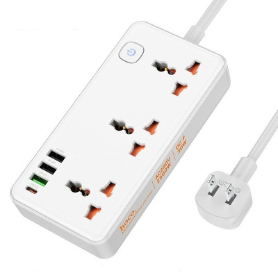 Ổ cắm điện đa năng sạc nhanh PD 30W cổng typeC + QC18W có 3 cổng USB và 1 cổng Type-C có 3 lỗ cắm tải 2500W dây dài 1.5m - Hàng nhập khẩu