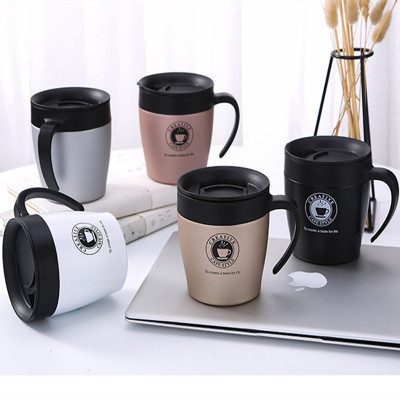Cốc Cafe Giữ Nhiệt 330ml Chất Liệu Inox 304 Có Tay Cầm Tặng Kèm Thìa - Shop Gold