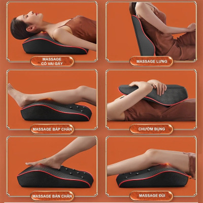 Gối Massage Cổ Vai Gáy, Máy Massage Hồng Ngoại Giảm Nhức Mỏi Toàn Thân 20 Bi Cao Cấp Thế Hệ Mới